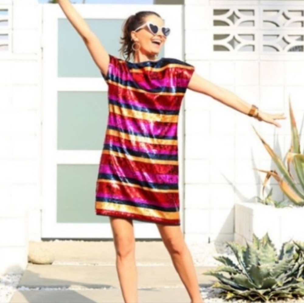 Trina Turk Stripe Sequin Dress